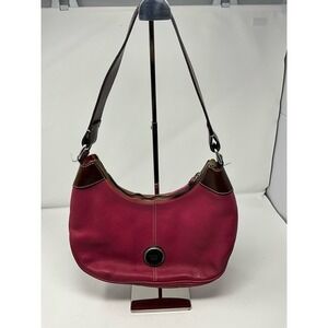 Vintage Dooney Bourke Pink Womens Leather Inner Pockets Shoulder Hobo Handbag